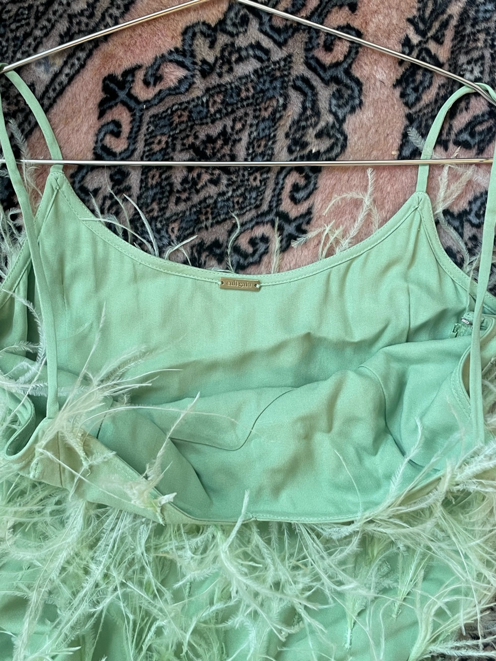Cult Gaia Zariah Green Ostrich Feather Mini Dress - Picture 3 of 3